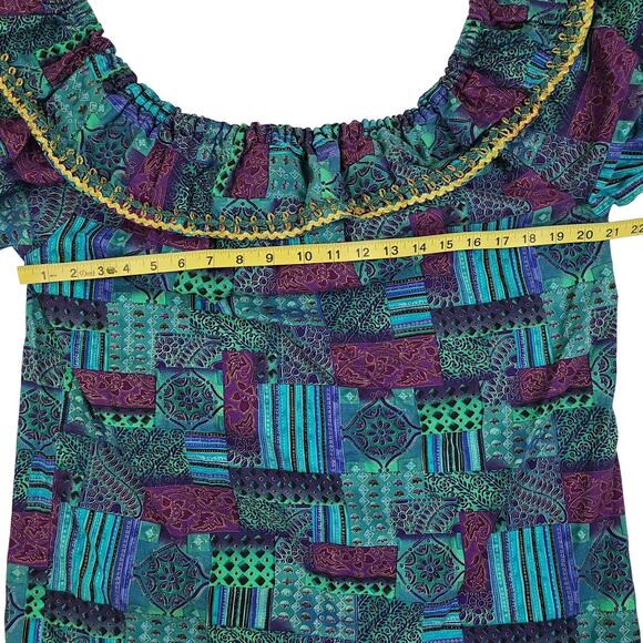 Vintage Square Dance Outfit Lot Medium Blue Floral Off Shoulder - Picture 12 of 12